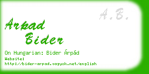arpad bider business card
